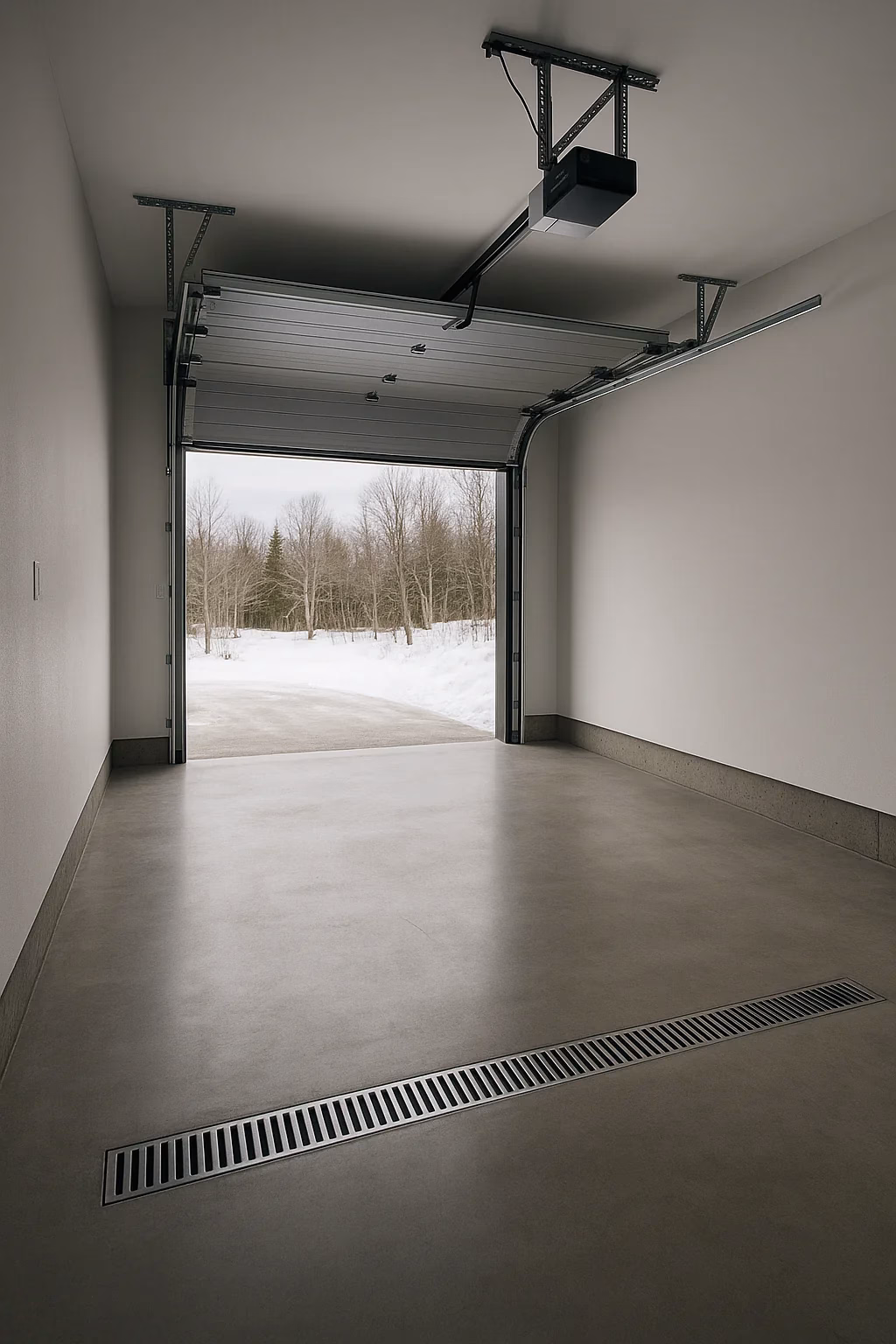 Drain de caniveau de garage — Installation linéaire drain de caniveau de garage, Plomberie REN-GA