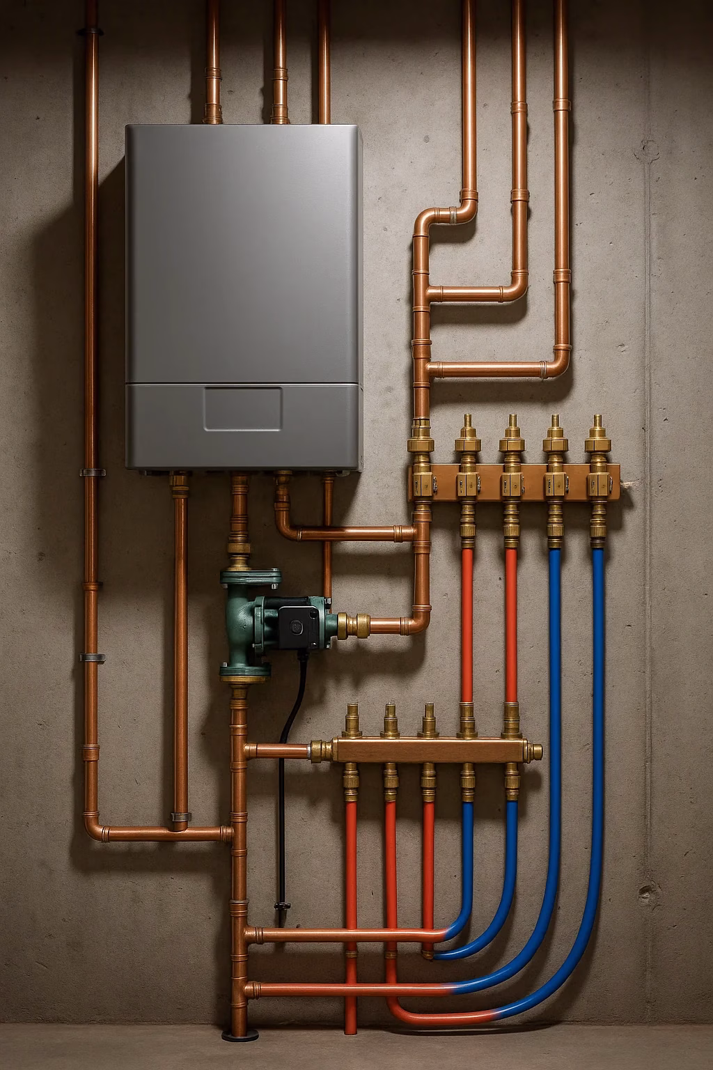 Chaîne hydronique — Composantes du système complet chauffage à eau chaude, Plomberie REN-GA