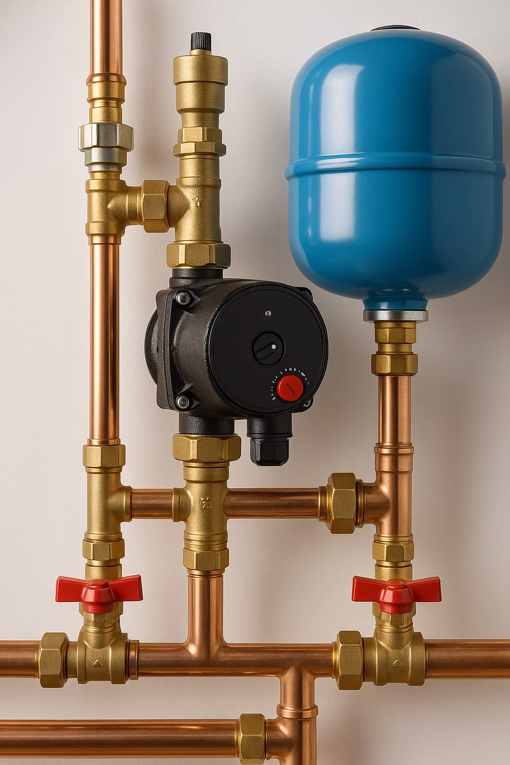 Composantes hydroniques — Vue de produit installation chaudière eau chaude, Plomberie REN-GA